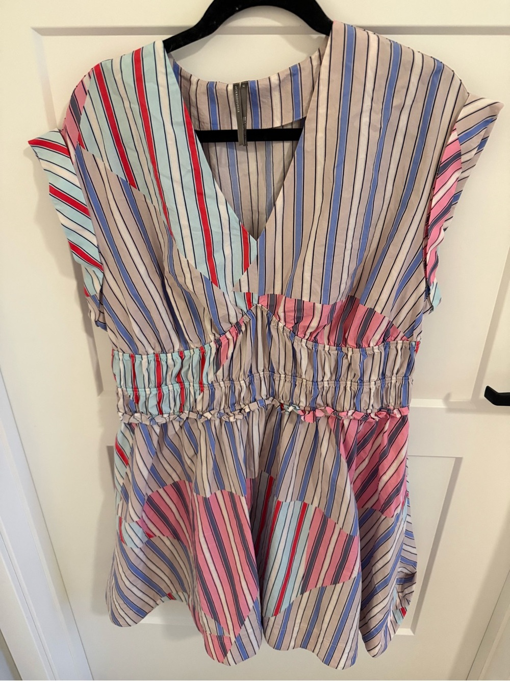 Anthropologie Metrologie Striped Smocked Waist Dress Multicolor M